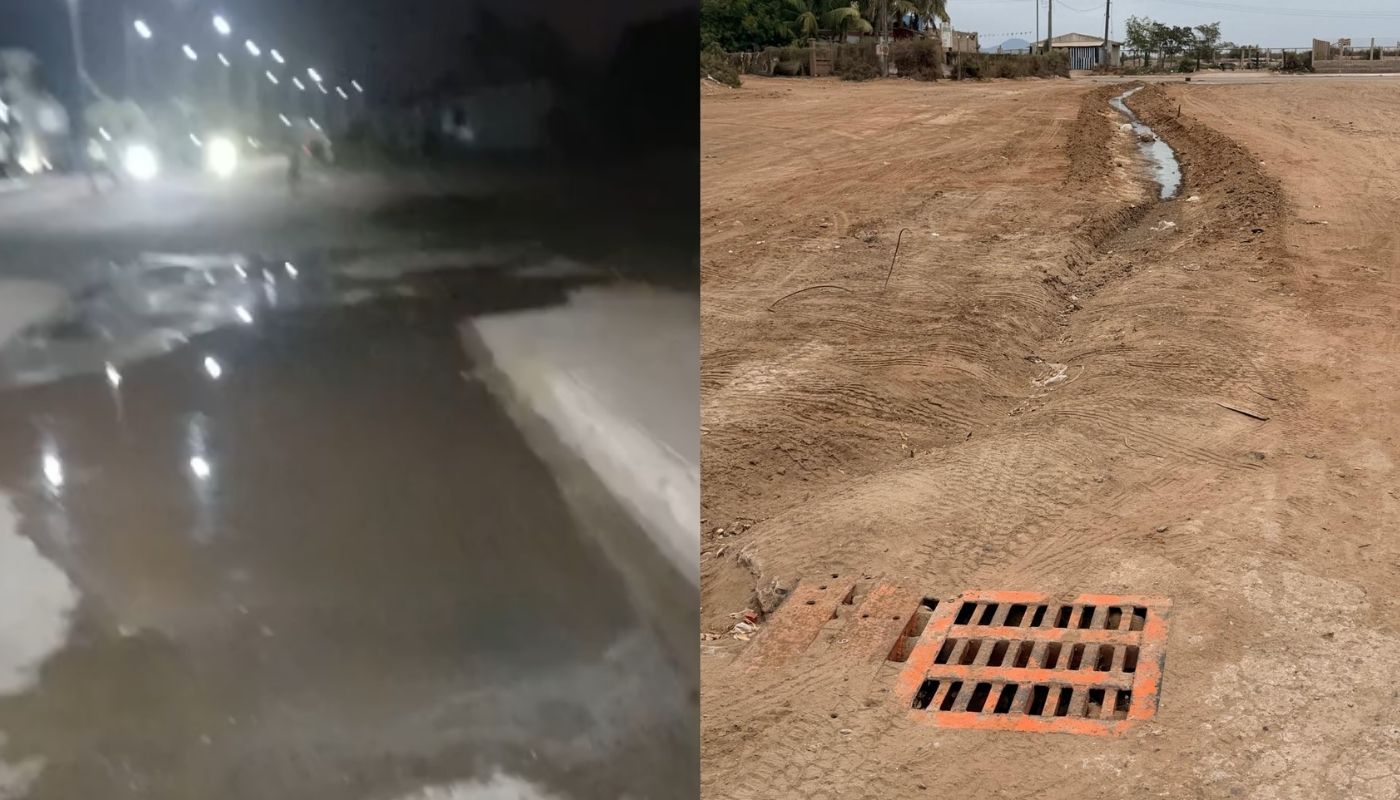 Agua de drenaje por las calles