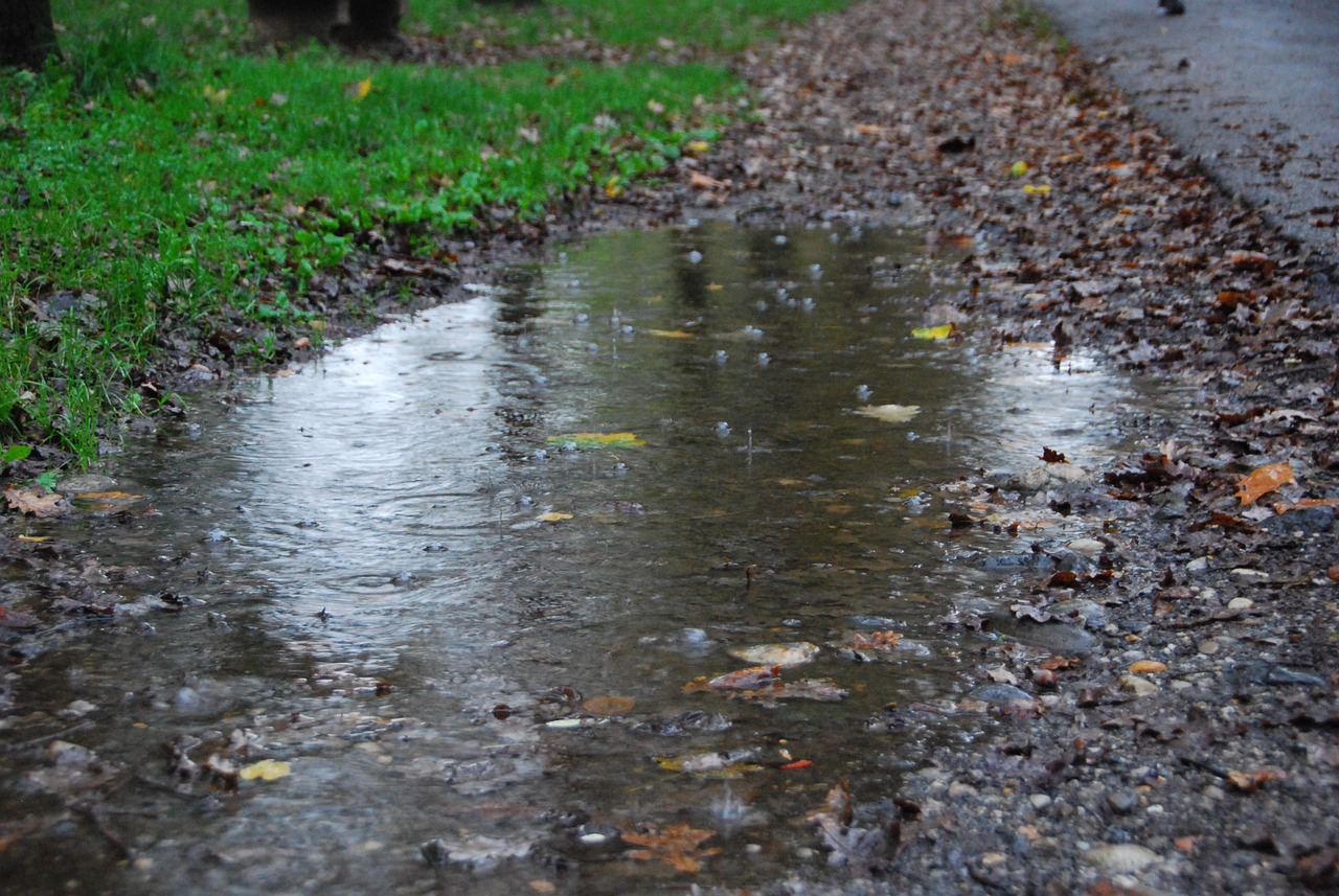 charco de agua en el suelo tras lluvia