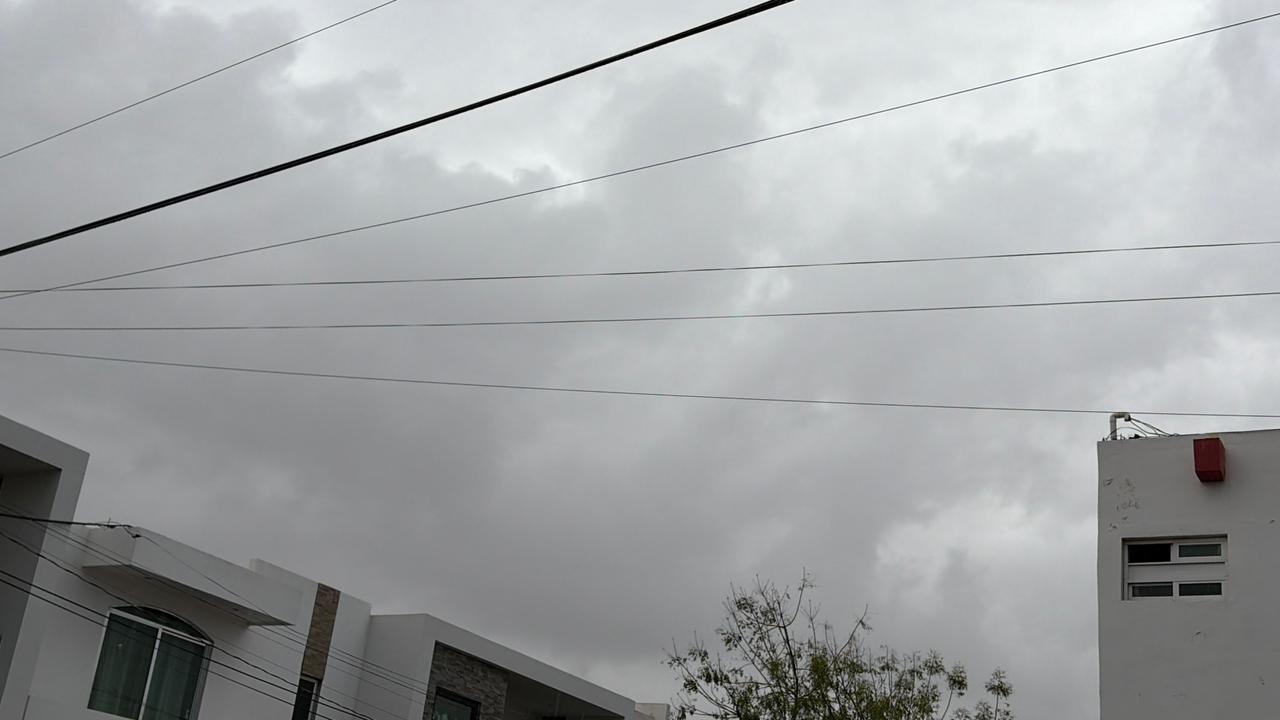 Cielo nublado y cables de la luz