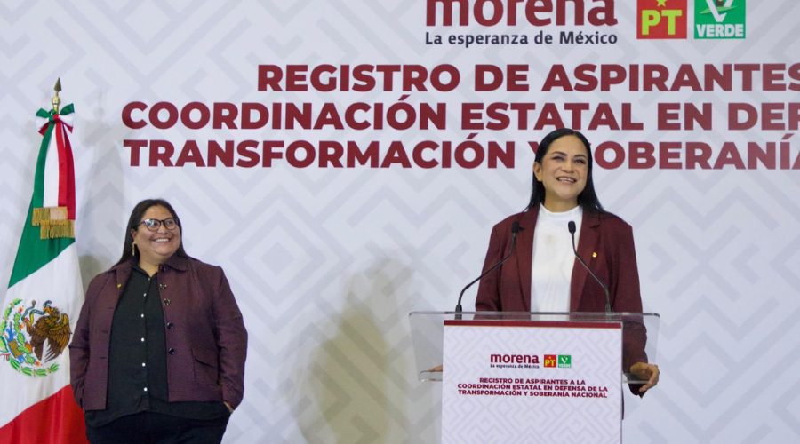 La dirigencia de Morena en conferencia de prensa.