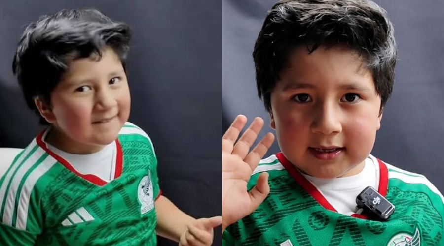 Santiago, el pequeño aficionado que se volvió viral por llevar un suéter navideño.