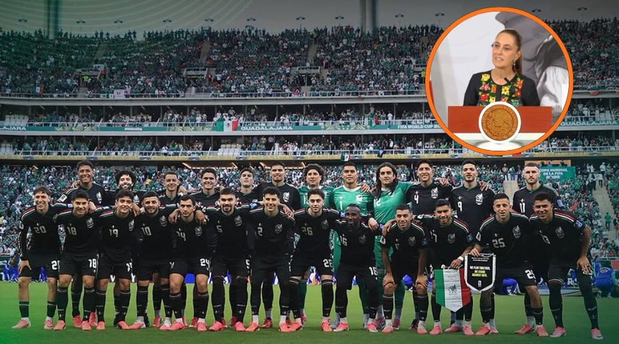 Jugadores de la Selección Mexicana y Claudia Sheinbaum