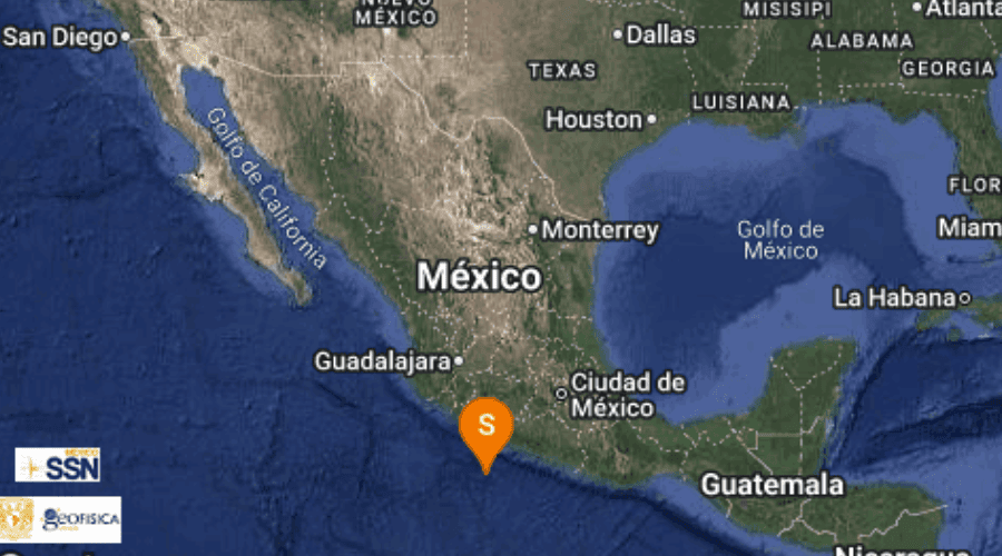 El Servicio Sismológico Nacional reporta sismo en Guerrero.