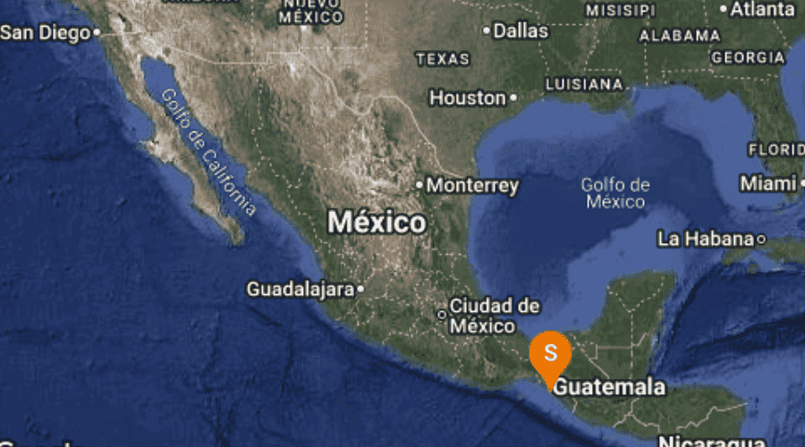 El Servicio Sismológico Nacional reporta sismo en Chiapas.