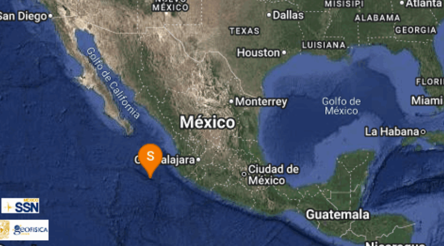 El Servicio Sismológico Nacional reporta sismo en Jalisco.
