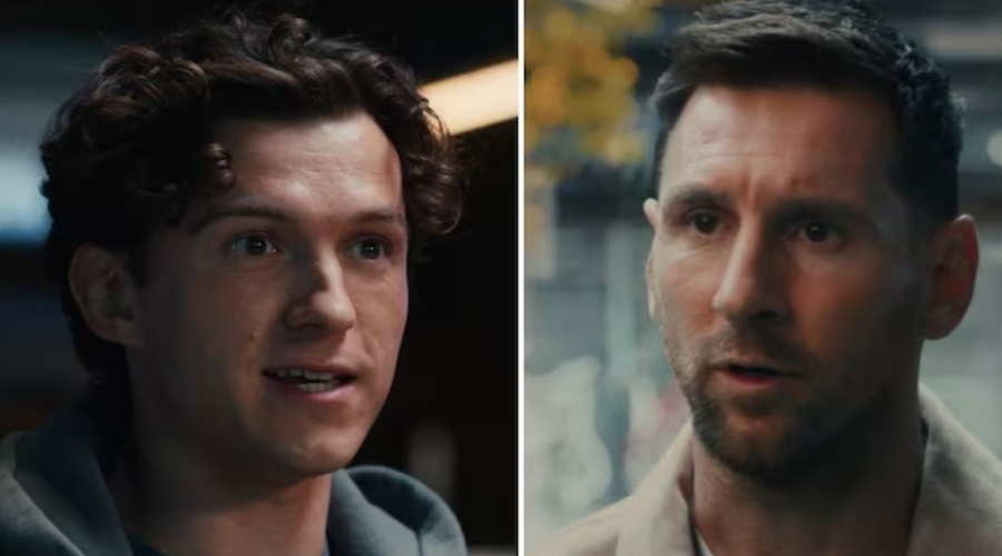 Tom Holland y Messi en el promocional de 
