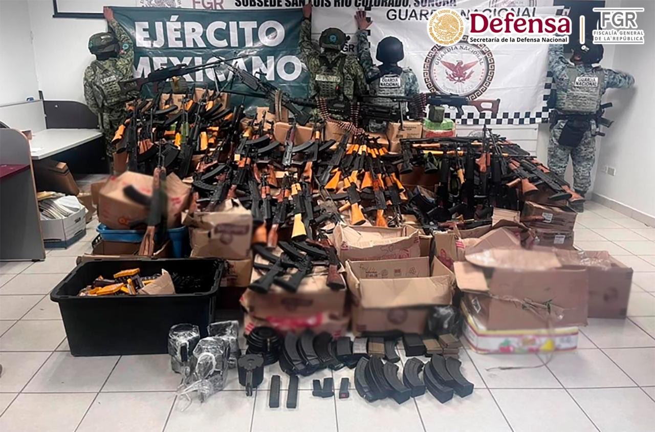 Aseguran armas de alto poder y municiones en Sonora; estarían ligadas al Cártel del Pacífico