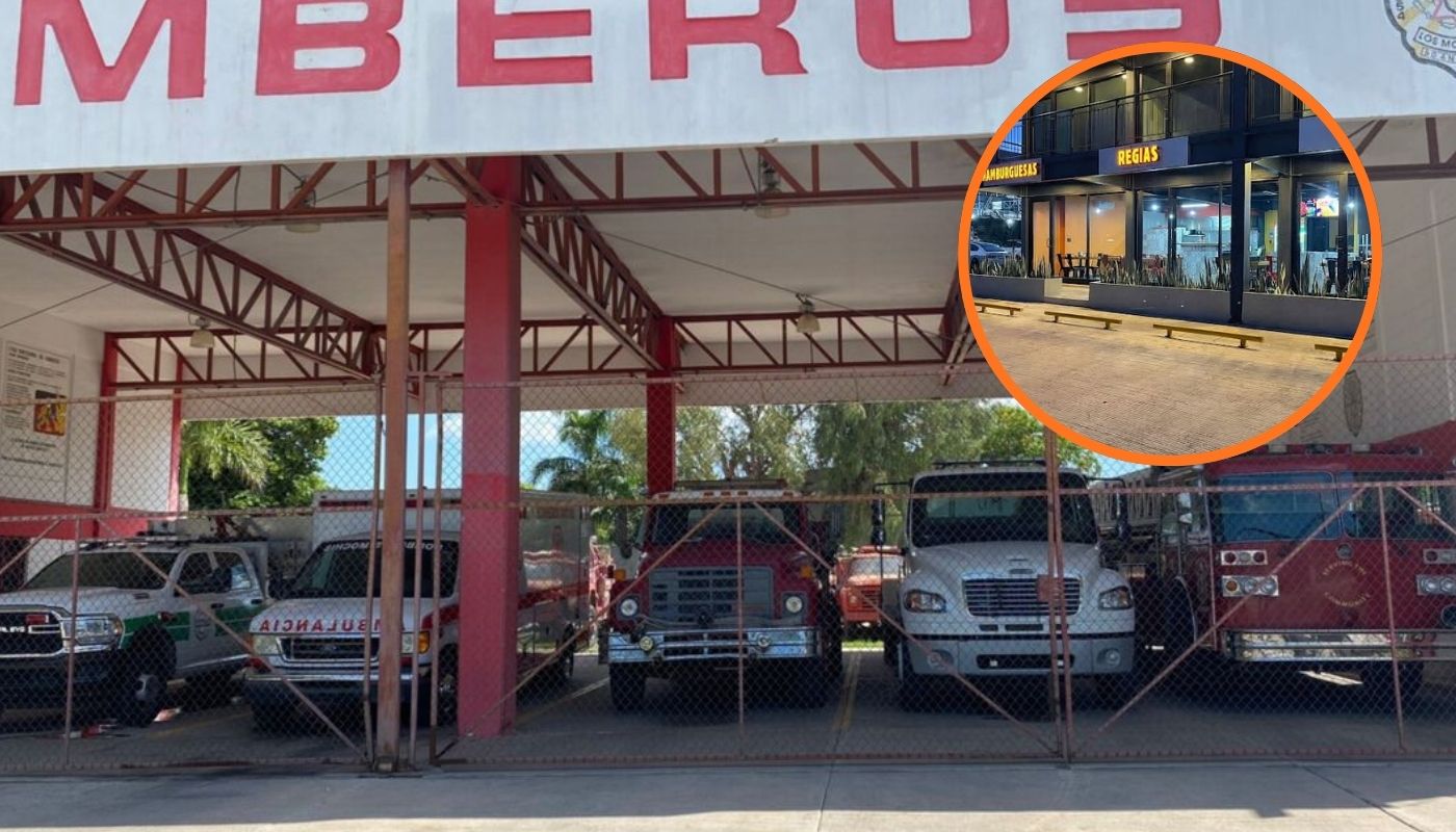 Estación de bomberos Los Mochis junto a un circulo de las Regias