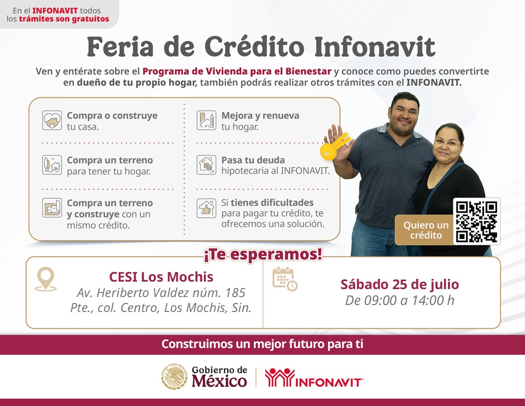 Flyer del Infonavit, con información de la ubicación del CESI en Sinaloa