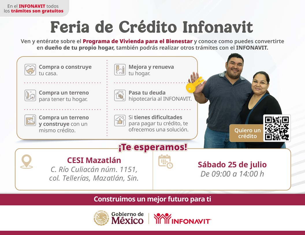 Flyer del Infonavit, con información de la ubicación del CESI en Sinaloa