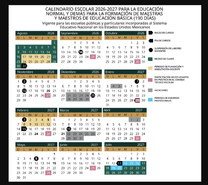 Calendario escolar SEP 2026-2027