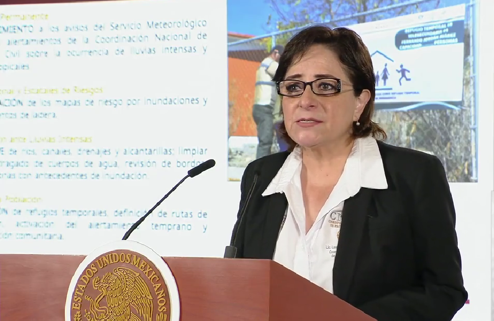 coordinadora nacional de Protección Civil, Laura Velázquez Alzúa
