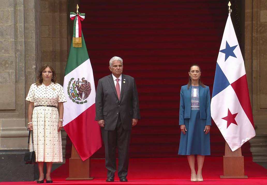Sheinbaum recibe al presidente de Panamá en Palacio Nacional