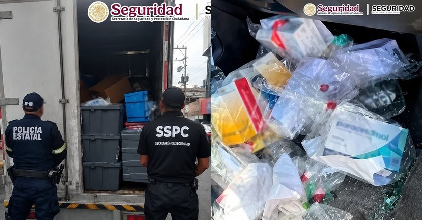 Recuperan cargamento de insumos farmacéuticos con reporte de robo en Edomex, valuado en 2.5 mdp