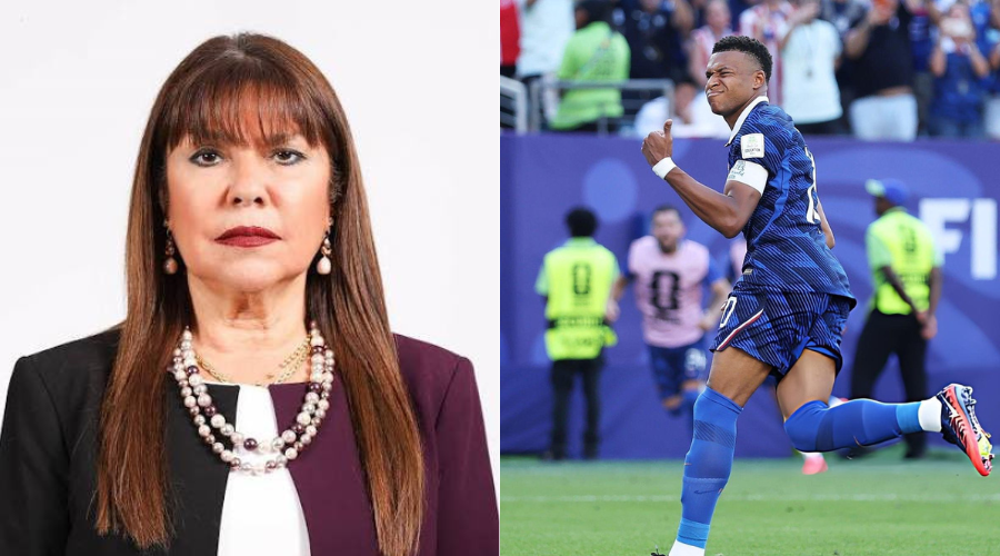 Celeste Amarilla de Boccia, senadora de Paraguay y Kylian Mbappé.