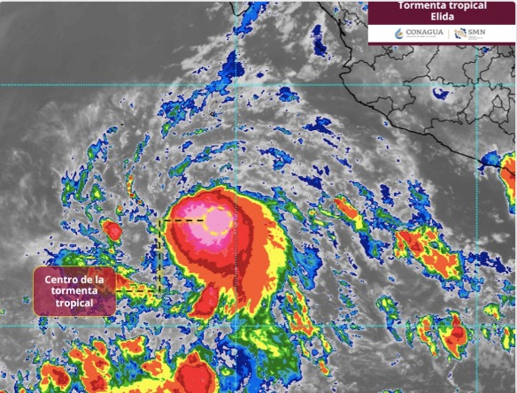 Vista satelital de un ciclón en el Pacífico