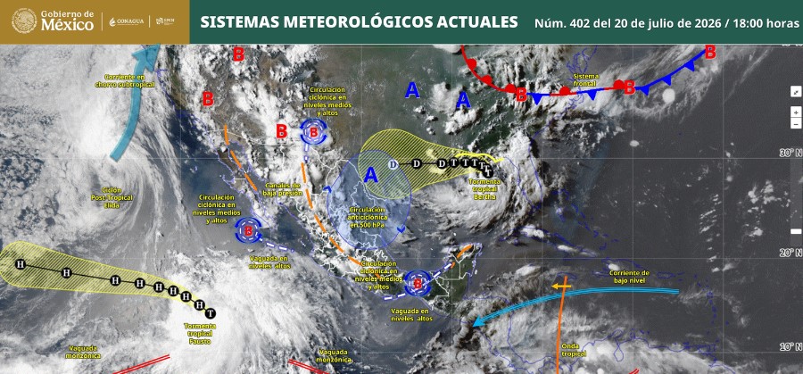 Pronostican lluvias para esta noche en varios estados, con mayor impacto en Sonora y Chihuahua