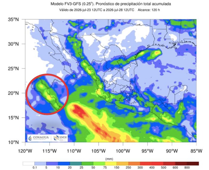 Probabilidad de lluvias en un mapa