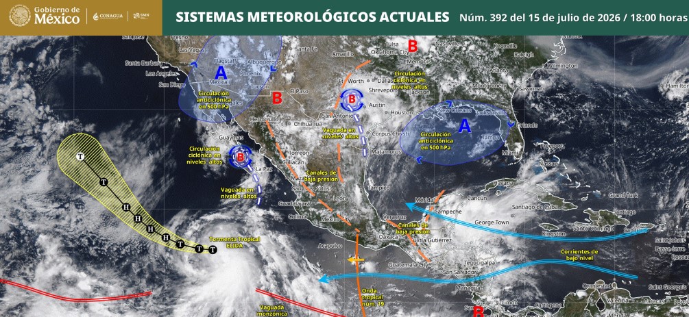 Clima noche: monzón mexicano y otros sistemas provocarán lluvias intensas en varios estados