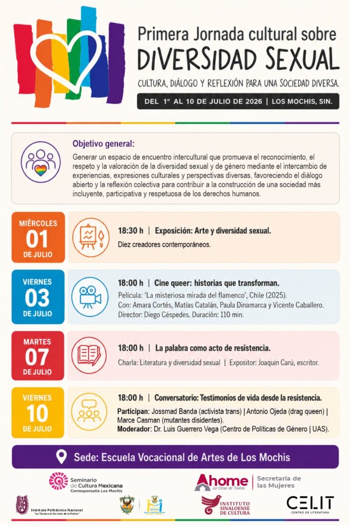 Lista de actividades de la jornada de diversidad sexual en Los Mochis