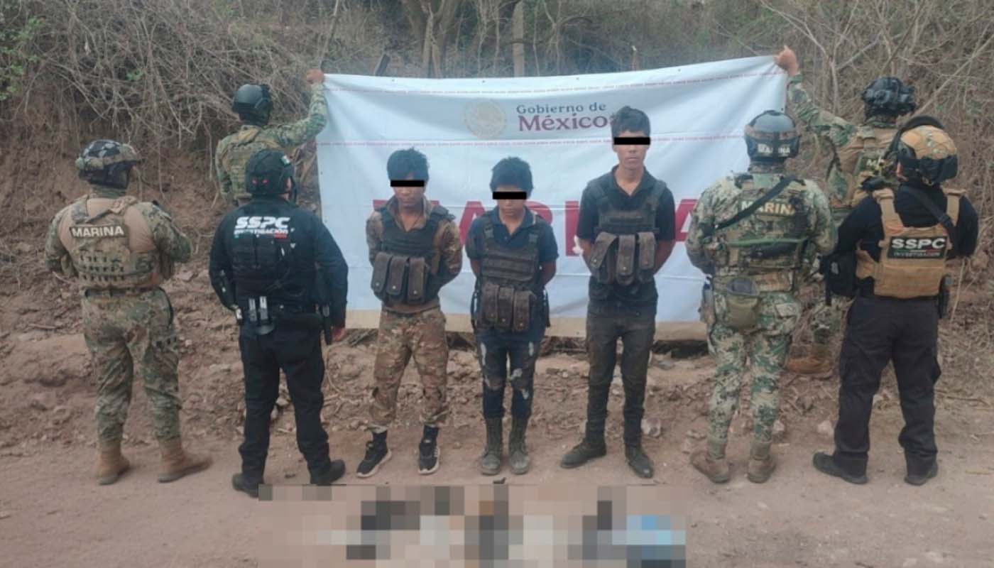 Marinos detienen a tres hombres armados en El Quelite, Mazatlán