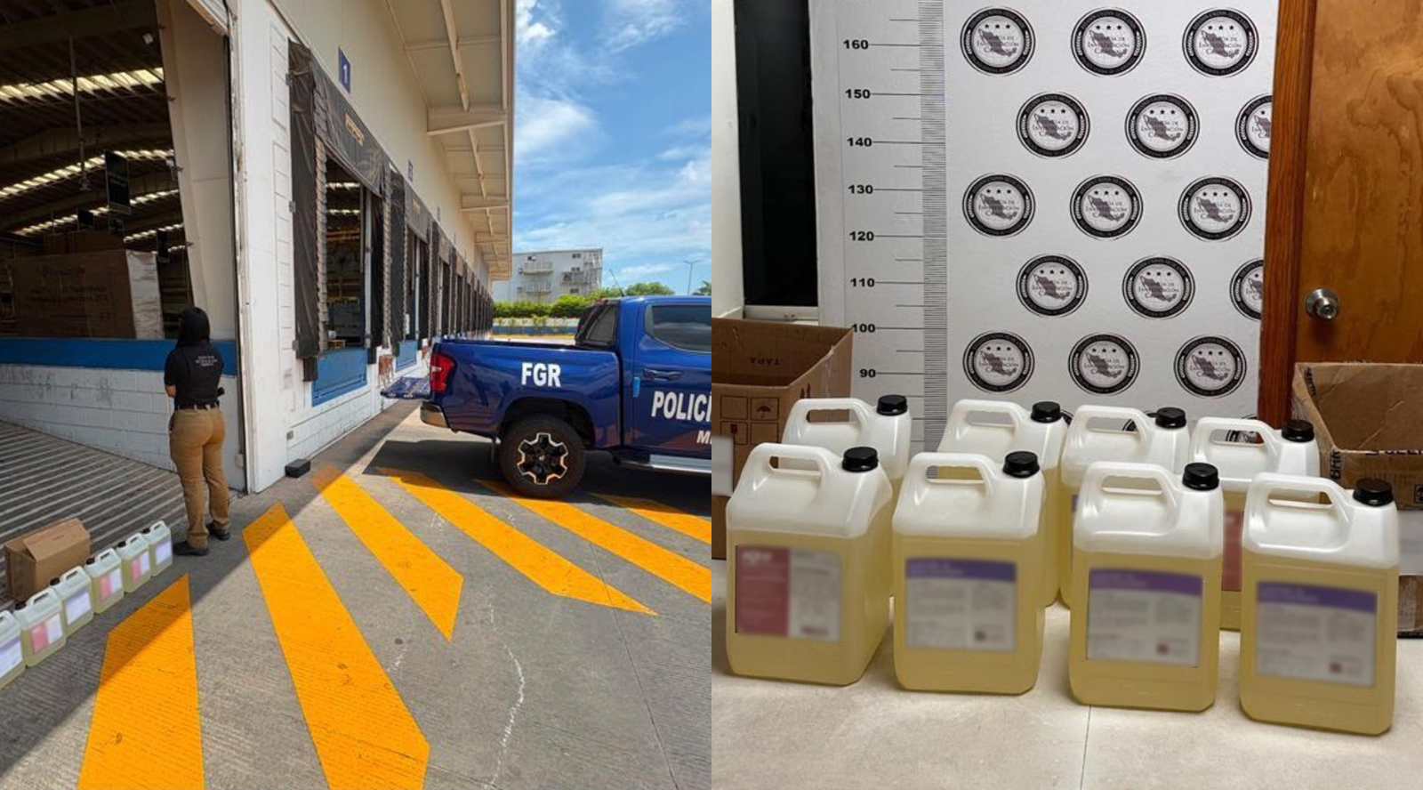Detectan 40 litros de metanfetamina en una empresa de paquetería