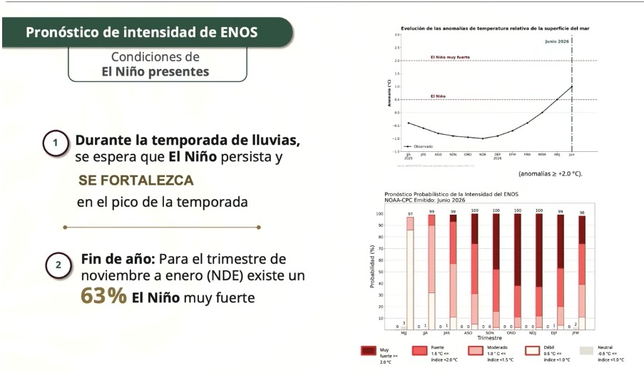inforgrafía con información del Pronóstico de intensidad de ENOS