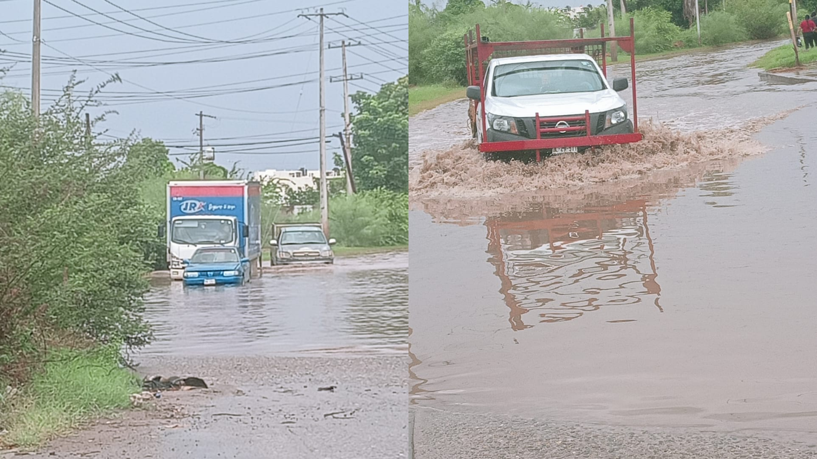 Agua estancada en Los Mochis por las lluvias