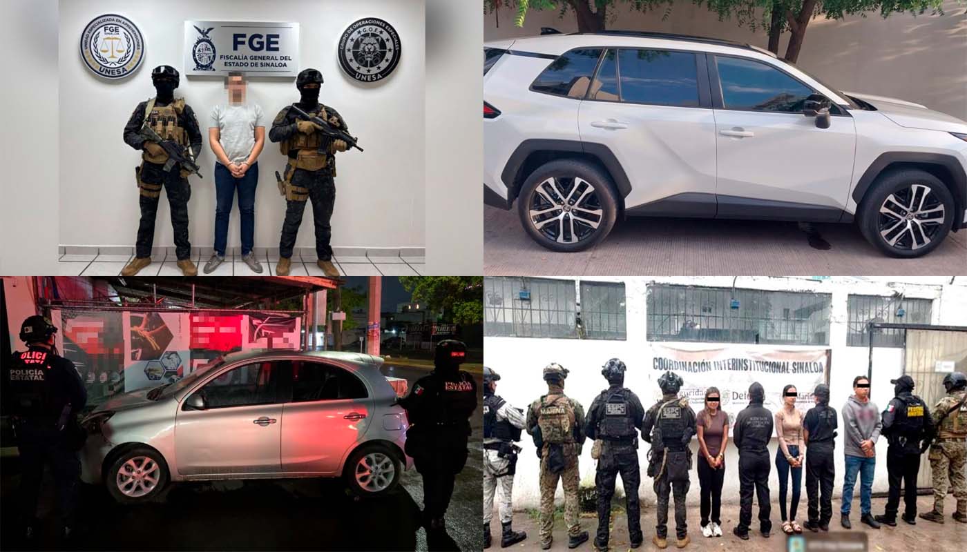 Aseguramientos y aprehensiones realizados el 10 de julio en Sinaloa
