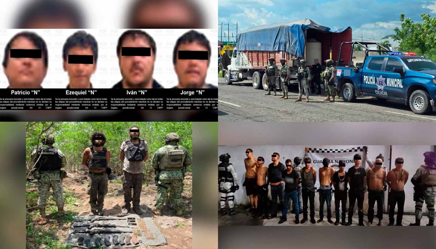 Detenidos y aseguramientos del 13 de julio en Sinaloa