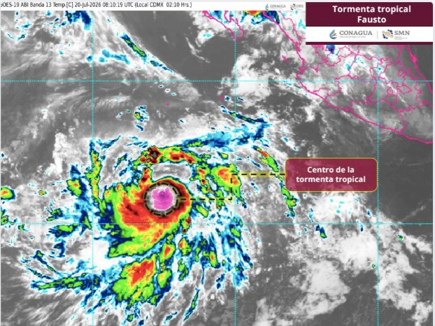 Vista satelital de un ciclón en el Pacífico