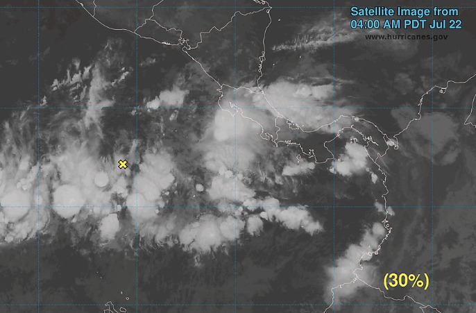 Vista satelital de un ciclón en el Pacífico
