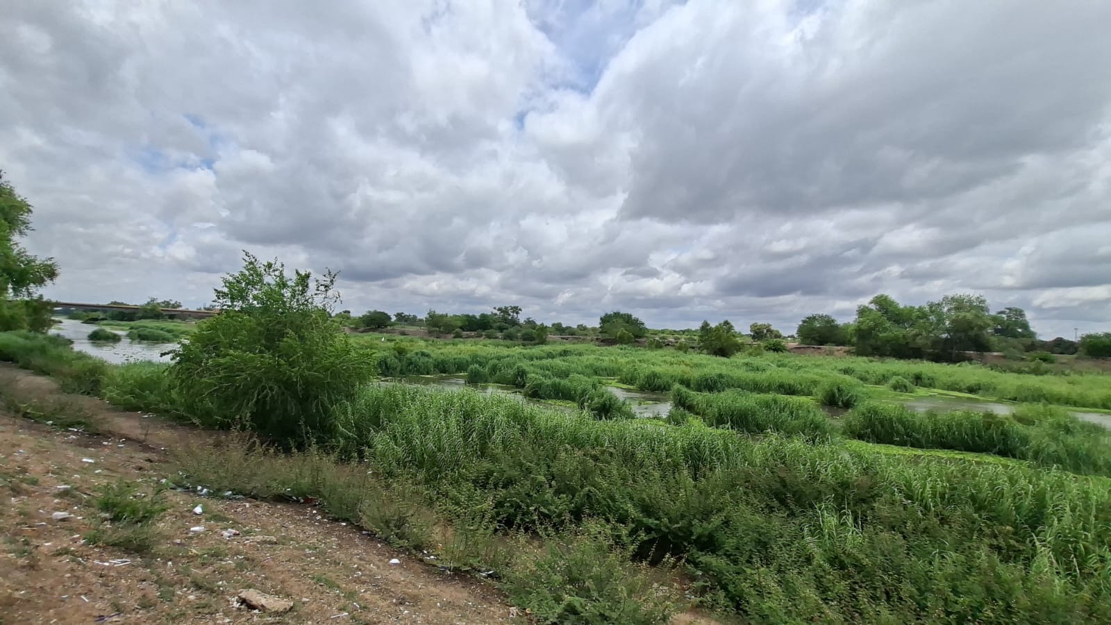 Paisaje de cielo nublado en el campo