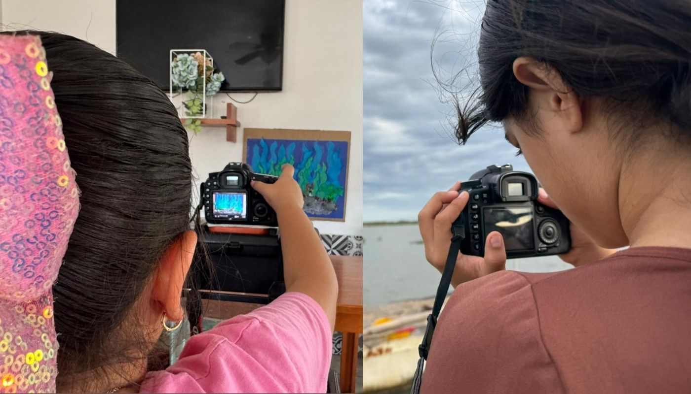 niños con cámara fotográfica