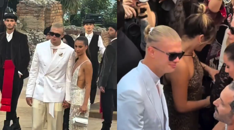 El delantero fue visto junto a su pareja, Isabella Haugseng Johansen, durante una elegante velada de Dolce & Gabbana en Sicilia, Italia.