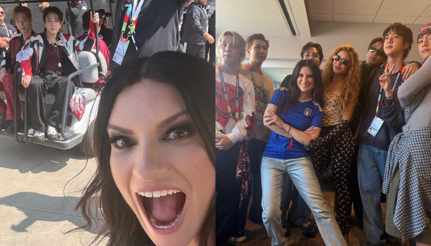Laura Pausini sorprende con fotografías al lado de BTS y Shakira tras la final del Mundial 2026.