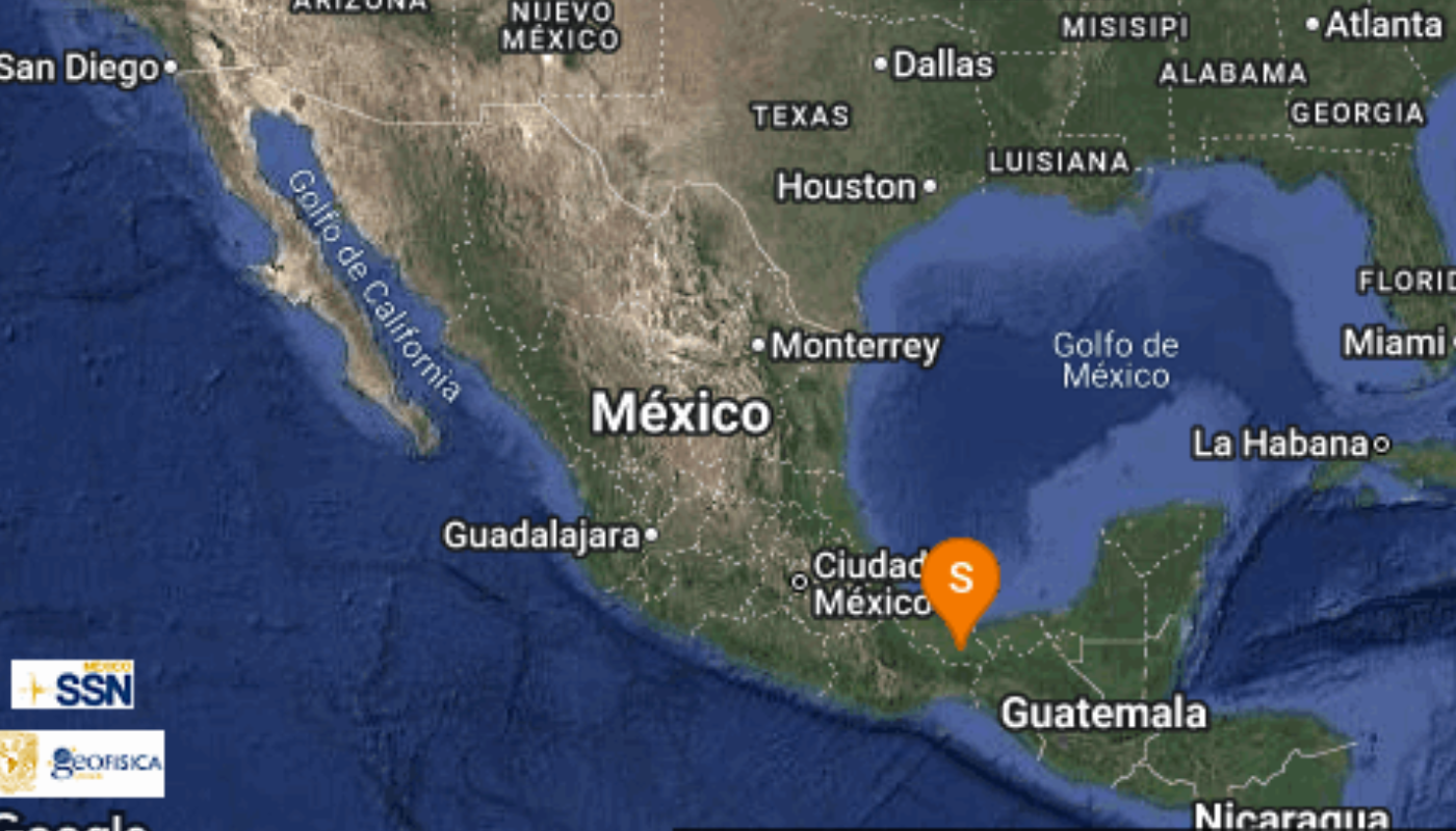 El Servicio Sismológico Nacional reporta sismo en Veracruz.