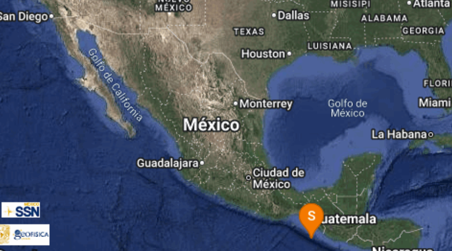 El Servicio Sismológico Nacional reporta sismo en Chiapas.