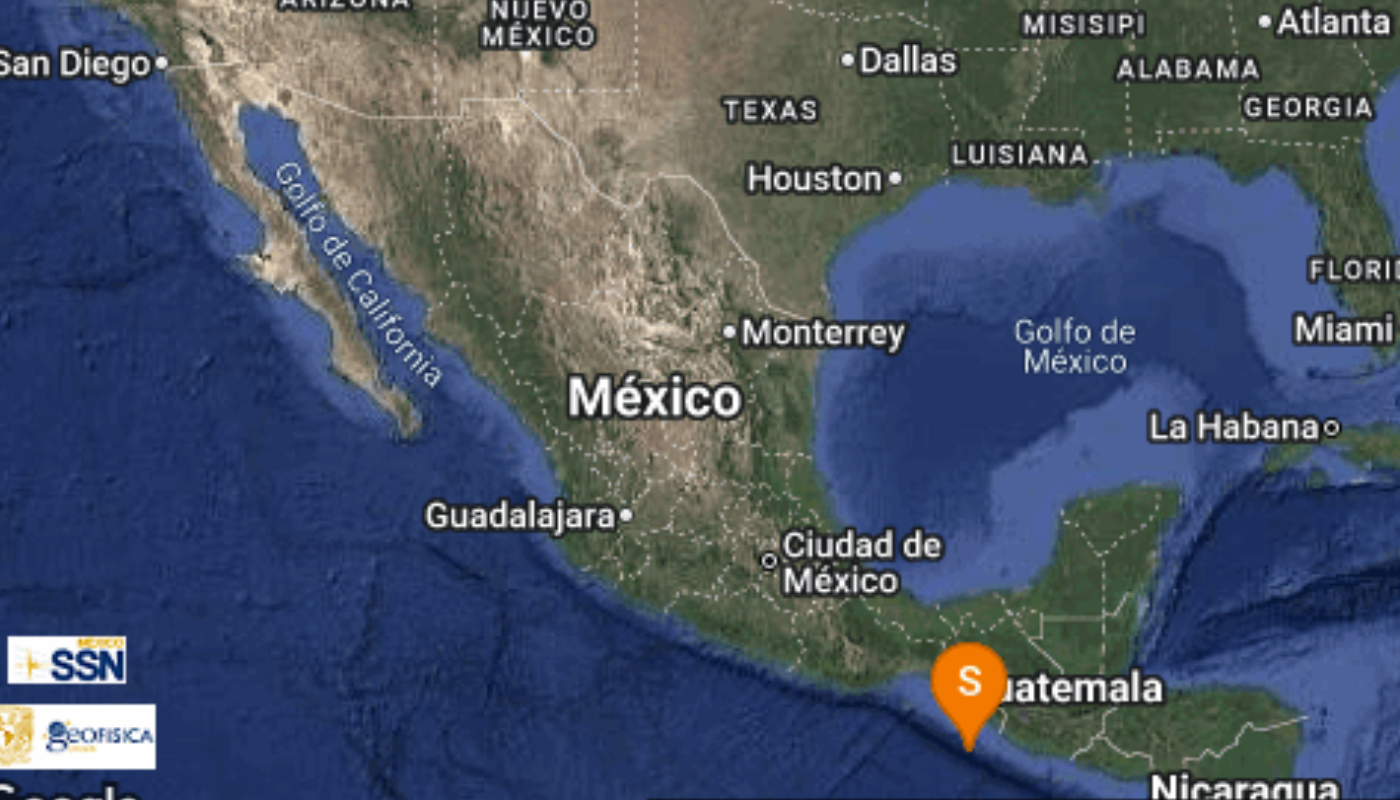 El Servicio Sismológico Nacional reporta sismo en Chiapas.